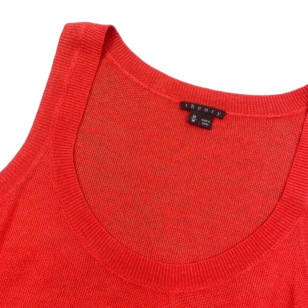 Theory Medium Blood Orange Knit Tank Shell 74% Linen